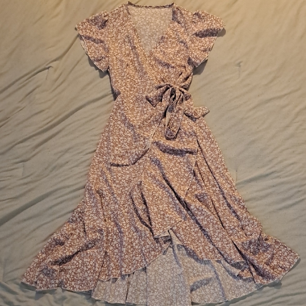 Floral Wrap Dress with Ruffle Hem
